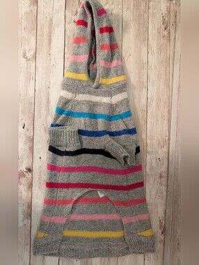 Gap Rainbow Wool Blend Dog Sweater With Hood
